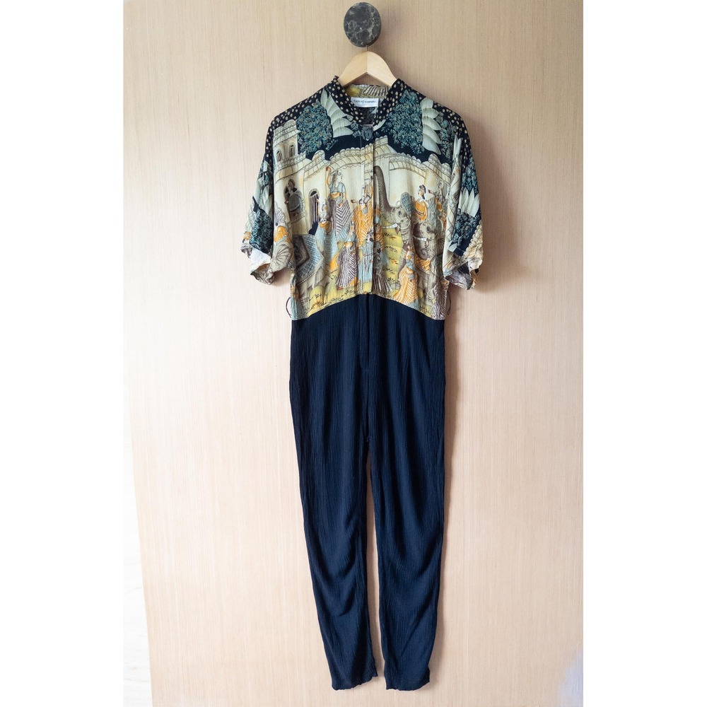 Vtg Casual Corner Scene Printed Romper - Picture 1 of 9